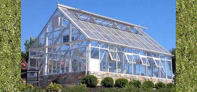 Image of Glass greenhouse walls