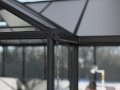 Built-in gutter system efficiently draining rainwater on Lakeside Orangerie greenhouse