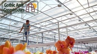 A greenhouse with a shade cloth installed overhead, reducing sunlight penetration and heat.